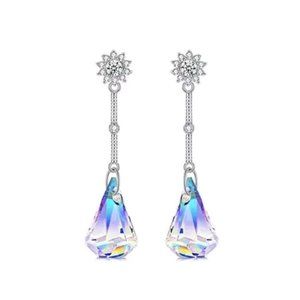 Crystal Drop Earrings made with Aurora Borealis Swarovski Crystal Pendant